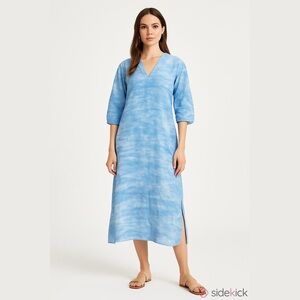 NWT Yana K Blue Tie-Dye Short Sleeve Dress